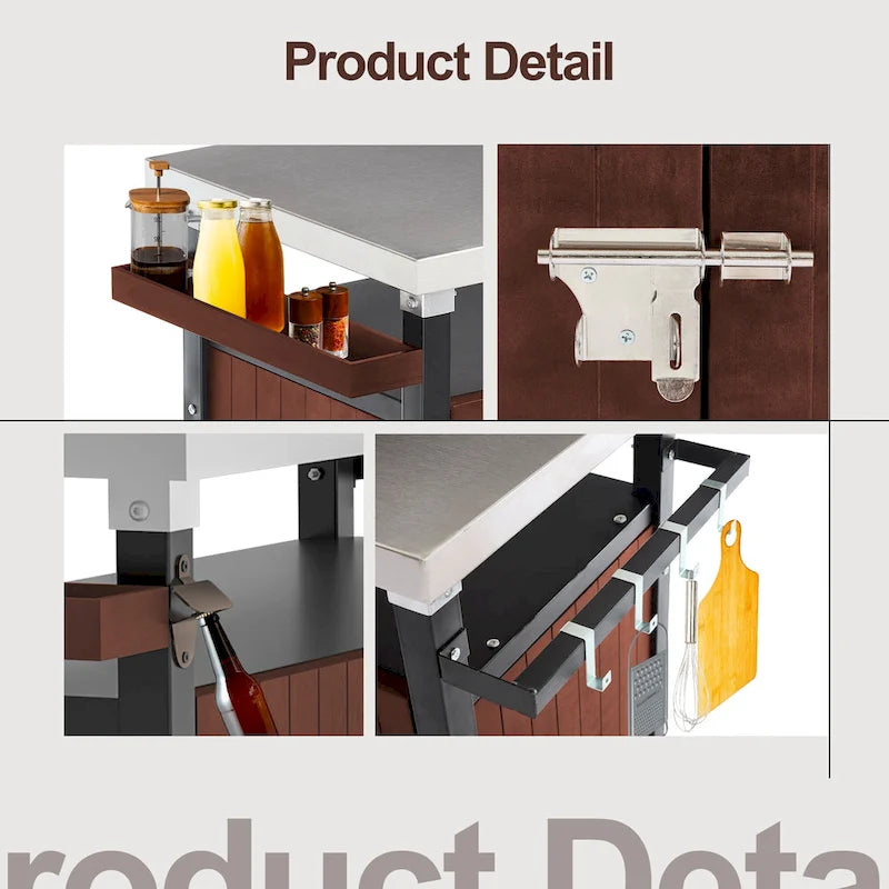 Outdoor Grill Cart With Stainless Steel Tabletop(no include stool)