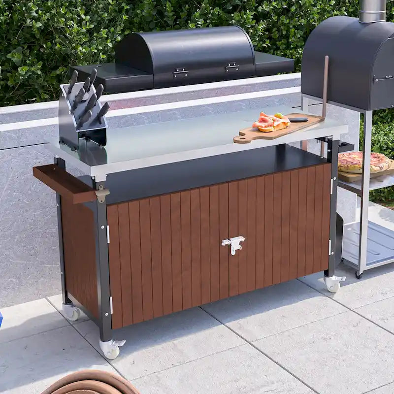 Outdoor Grill Cart With Stainless Steel Tabletop(no include stool)
