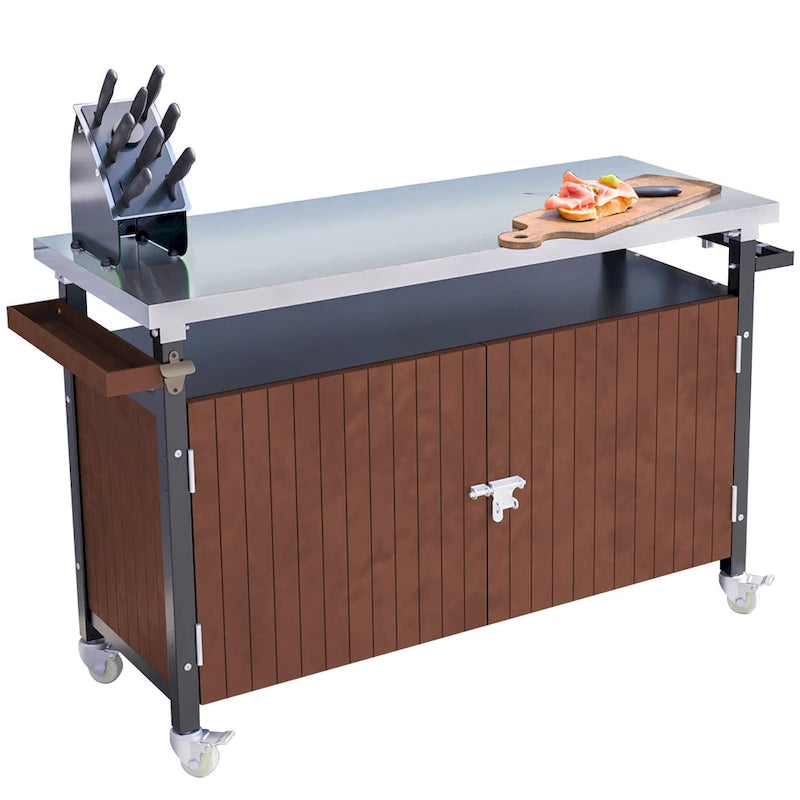 Outdoor Grill Cart With Stainless Steel Tabletop(no include stool)