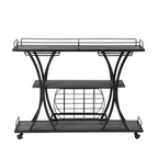 Industrial Bar Cart Kitchen Bar&Serving Cart For Home With Wheels 3 -Tier Storage Shelves(no include stool)