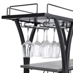 Industrial Bar Cart Kitchen Bar&Serving Cart For Home With Wheels 3 -Tier Storage Shelves(no include stool)