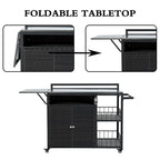 63.5 Outdoor Kitchen Island with Foldable Tabletop and Ample Storage