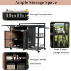 63.5 Outdoor Kitchen Island with Foldable Tabletop and Ample Storage