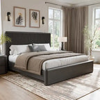  Caelan I Modern Black Solid Wood Fluted Panel Bed