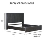 Caelan I Modern Black Solid Wood Fluted Panel Bed
