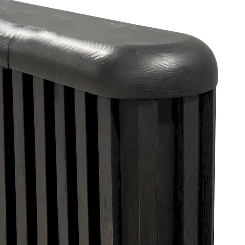 Caelan I Modern Black Solid Wood Fluted Panel Bed