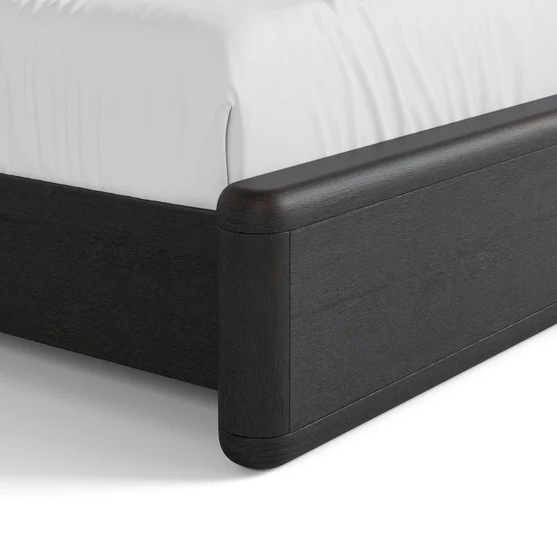 Caelan I Modern Black Solid Wood Fluted Panel Bed