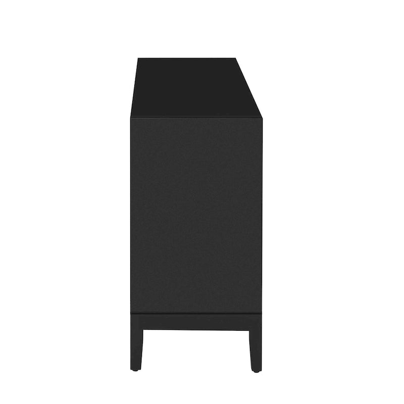 Wood Storage Cabinet 4-Door Sideboard with Brushed Doors, Kitchen Buffet Sideboard with Acrylic Handles for Kitchen