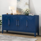 Wood Storage Cabinet 4-Door Sideboard with Brushed Doors, Kitchen Buffet Sideboard with Acrylic Handles for Kitchen