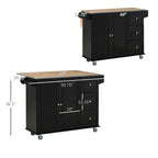 Mobile Kitchen Island with Drop Leaf, Storage Trolley Cart on Wheels, Towel/Spice Rack, 3 Drawers, 2-Door Cabinet