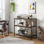 Gymax Kitchen Island 3-Tier Prep Table with Wine Glass Holders Large