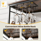 Gymax Kitchen Island 3-Tier Prep Table with Wine Glass Holders Large