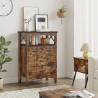 Bestier Living Room Storage Cabinet with 2 Shelves and 4 Drawers, Dark Brown - 68