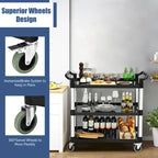 Costway 3-Shelf Utility Service Cart Aluminum Frame 490lbs Capacity w/
