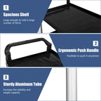 Costway 3-Shelf Utility Service Cart Aluminum Frame 490lbs Capacity w/