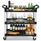 Costway 3-Shelf Utility Service Cart Aluminum Frame 490lbs Capacity w/