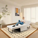 White 36.61 4-in-1 Convertible Corduroy Lounge Chair