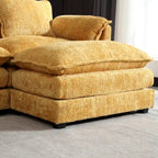 Yellow 112.2 L-Shaped 4-Seat Sectional Sofa in Modern Boucle Fabric with Removable Cushions and Detachable Armrests