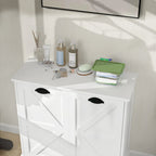 Modern Laundry Sorter Cabinet with Two Compartments and Removable Cloth Bags