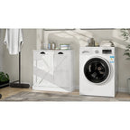Modern Laundry Sorter Cabinet with Two Compartments and Removable Cloth Bags