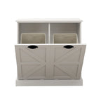 Modern Laundry Sorter Cabinet with Two Compartments and Removable Cloth Bags
