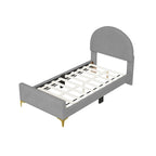 Twin Velvet Platform Bed with Semi-Circle Headboard