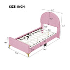 Twin Velvet Platform Bed with Semi-Circle Headboard