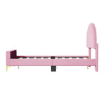 Twin Velvet Platform Bed with Semi-Circle Headboard