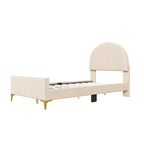 Twin Velvet Platform Bed with Semi-Circle Headboard