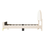 Twin Velvet Platform Bed with Semi-Circle Headboard