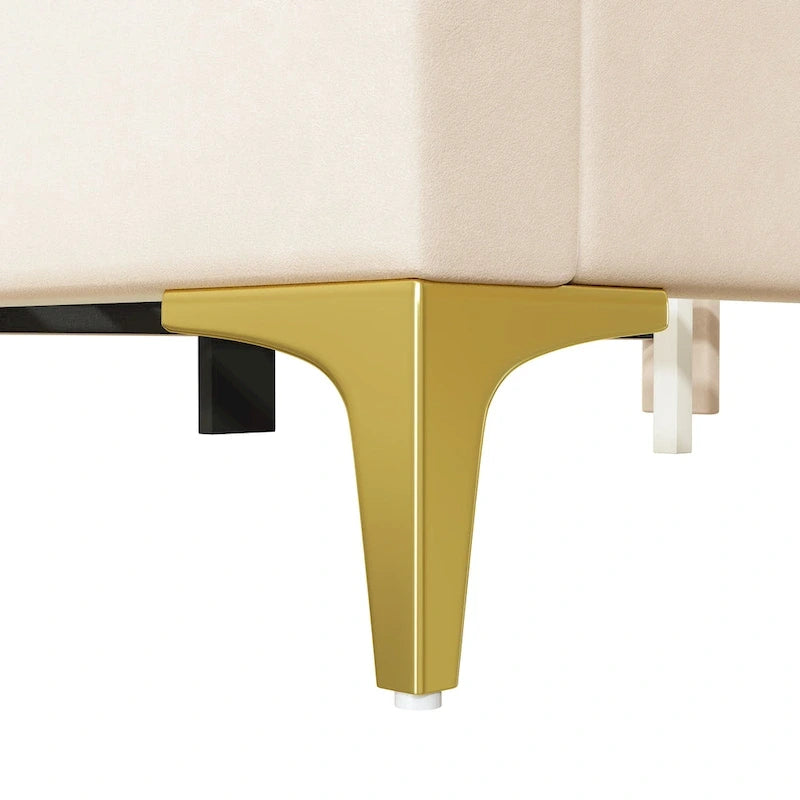 Twin Velvet Platform Bed with Semi-Circle Headboard