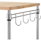 Tier Oak Wood Kitchen Cart with Wheels Slider Shelf and Hooks for Microwave Coffee Storage in Dining Room