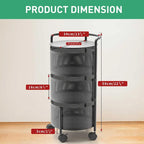 Multi-Tier Rotating Storage Basket with Wheels for Vegetables Fruits Groceries in Kitchen Household Organizer