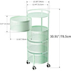 Multi-Tier Rotating Storage Basket with Wheels for Vegetables Fruits Groceries in Kitchen Household Organizer