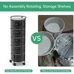 Multi-Tier Rotating Storage Basket with Wheels for Vegetables Fruits Groceries in Kitchen Household Organizer