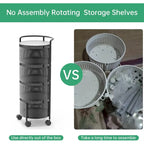 Multi-Tier Rotating Storage Basket with Wheels for Vegetables Fruits Groceries in Kitchen Household Organizer