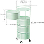 Multi-Tier Rotating Storage Basket with Wheels for Vegetables Fruits Groceries in Kitchen Household Organizer
