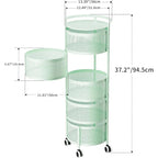 Multi-Tier Rotating Storage Basket with Wheels for Vegetables Fruits Groceries in Kitchen Household Organizer