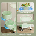 Multi-Tier Rotating Storage Basket with Wheels for Vegetables Fruits Groceries in Kitchen Household Organizer