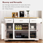 Rolling Kitchen Island with Drop Leaf, Kitchen Island Cart on Wheels, Moveable Island Table with 4 Doors Cabinet & 3 Drawers