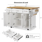 Rolling Kitchen Island with Drop Leaf, Kitchen Island Cart on Wheels, Moveable Island Table with 4 Doors Cabinet & 3 Drawers