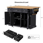 Rolling Kitchen Island with Drop Leaf, Kitchen Island Cart on Wheels, Moveable Island Table with 4 Doors Cabinet & 3 Drawers