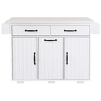Kitchen Island with Trash Can Storage Cabinet, Rolling Kitchen Island on Wheels with Adjustable Shelf, Drop Leaf & Drawer