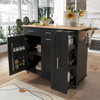 Rolling Kitchen Island Cart, Kitchen Island with 3 Tier Pull Out Cabinet, Portable Trolley Island with Drop Leaf & 2 Drawers