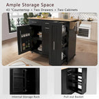 Rolling Kitchen Island Cart, Kitchen Island with 3 Tier Pull Out Cabinet, Portable Trolley Island with Drop Leaf & 2 Drawers