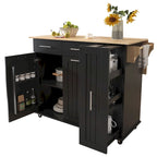 Rolling Kitchen Island Cart, Kitchen Island with 3 Tier Pull Out Cabinet, Portable Trolley Island with Drop Leaf & 2 Drawers