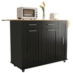 Rolling Kitchen Island Cart, Kitchen Island with 3 Tier Pull Out Cabinet, Portable Trolley Island with Drop Leaf & 2 Drawers