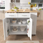 Rolling Kitchen Island Cart, Kitchen Island with 3 Tier Pull Out Cabinet, Portable Trolley Island with Drop Leaf & 2 Drawers