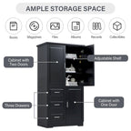 Tall and Wide Storage Cabinet with Doors for Bathroom/Office,Three Drawers - N/A