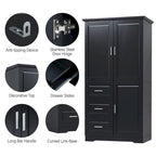 Tall and Wide Storage Cabinet with Doors for Bathroom/Office,Three Drawers - N/A